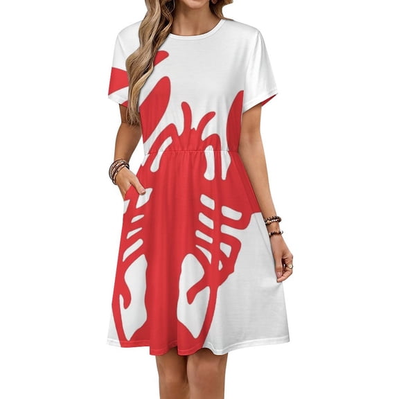 Red Lobster Women's Dress Short Sleeve Summer Sundress Summer Women Clothes