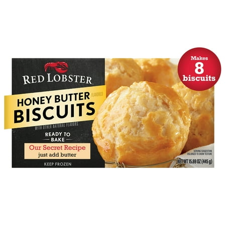 Red Lobster Frozen Honey Butter Biscuits, Ready to Bake Honey Butter Frozen Biscuits, 8 Count, 15.69 Oz Box
