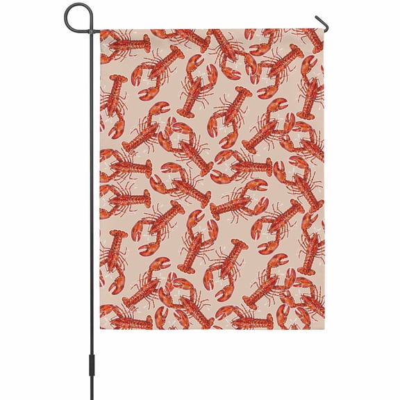 Red Lobster House Flag 28 x 40 Inches, Summer Crawfish Ocean Animal Minimalist Art Retro Weather Proof Outdoor Patio Flags Double Sided Small House Decoration for Yard Lawn Outside Home