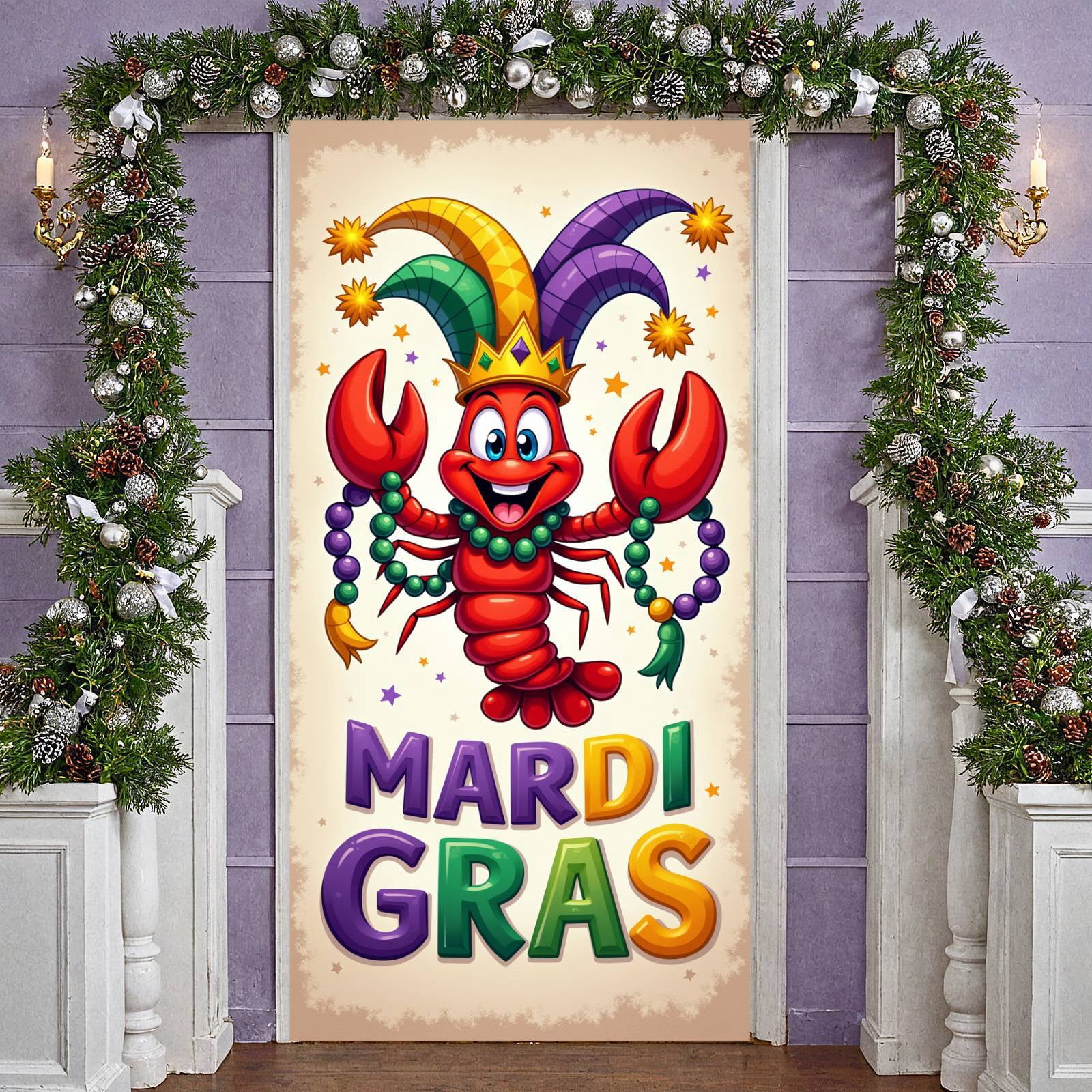 Red Lobster Mardi Gras Banner Colorful Jester Hat Carnival Display ...
