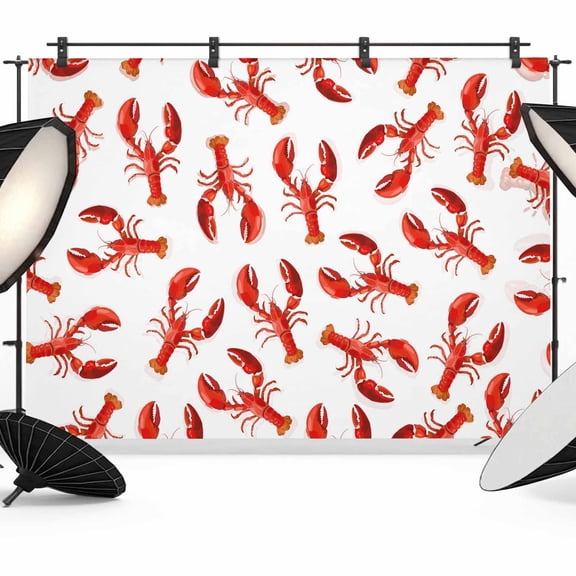 Red Lobster Photography Backdrop 12x8FT, Summer Abstract Art Simple Style Modern Photo Backdrops, Background for Photography Studio Photo Studio Background, Back Drop for Photoshoot