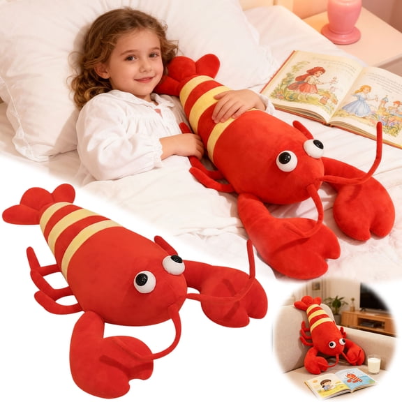 Red Lobster Plush Stuffed Animal Toy, 14 Inch Soft Cute Realistic Crustacean Doll, Hugging Pillow for Bed Sofa Car, Beach Ocean Theme Room Decor, Birthday Gift