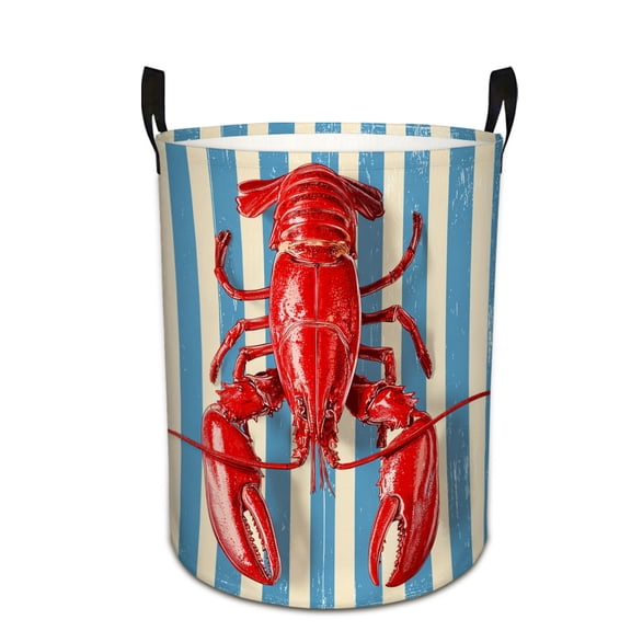 Red Lobster on Stripes Storage Basket  Durable Woven Organizer for Bedroom Decor Home Gift  Shelf Storage