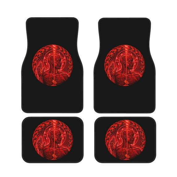 Red Logo Tool Band Car Floor Mats 4-Piece Full Set Front Rear Auto Foot Mats Carpets Car Foot Pad Interior Accessories Decor