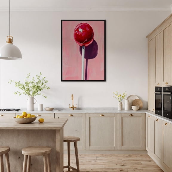 Red Lollipop Wall Art, Glossy Pop Candy Decor, Unframed Paper Print Size 8x12