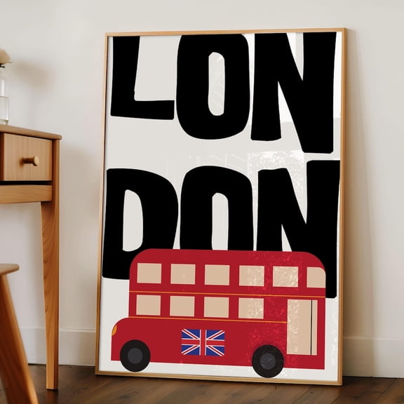 Red London Bus Art Print: Retro Uk Poster UNFRAMED PAPER POSTER, Home Decor, Vintage Gift, Living Room Dercor