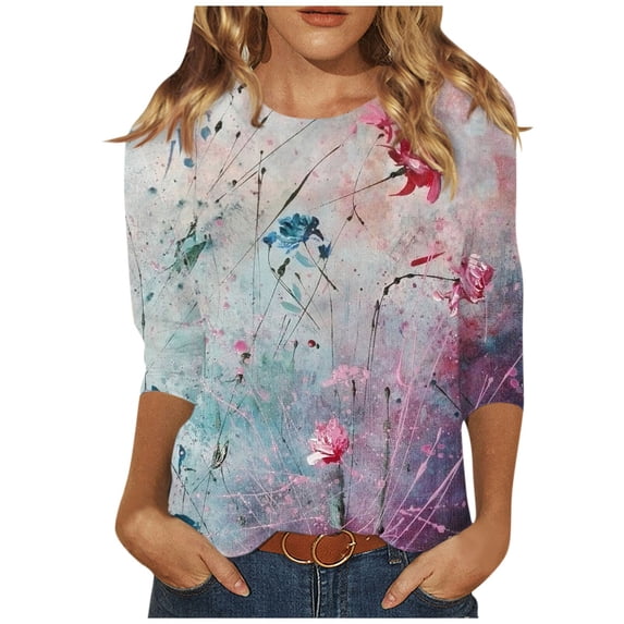 Red Long Sleeve Shirt Women Extra Long Halloween 3/4 Sleeve Shirts Vintage Office