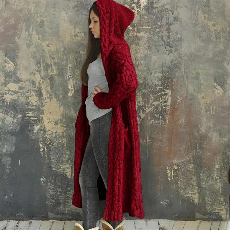 Women's orders long hooded sweater coat