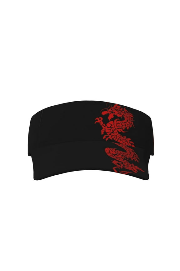 Red Loong-Dragon Sport Visor Hats Sun Protection Outdoor Activity For Women Men