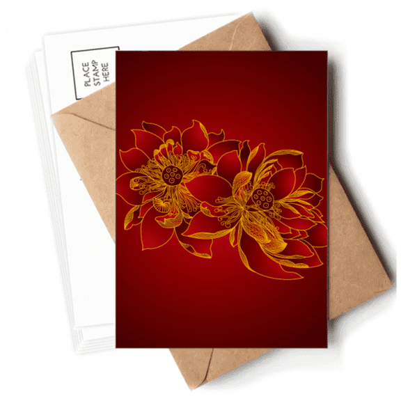 Red Lotus Flower Lotus  Flower  Postcards Envelopes Blank Note Cards Mailing