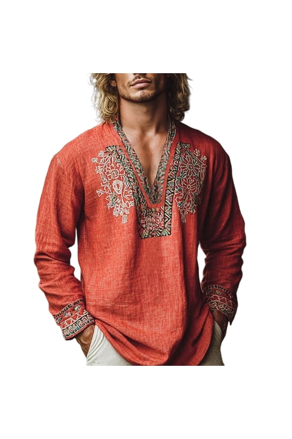 Red Lounge Tops for Man Summer Fall Long Sleeve Vneck Victorian Renaissance Peasant Steampunk Tops Blouses Shirts Mens 2026 Clothing Trendy Y2K XXL
