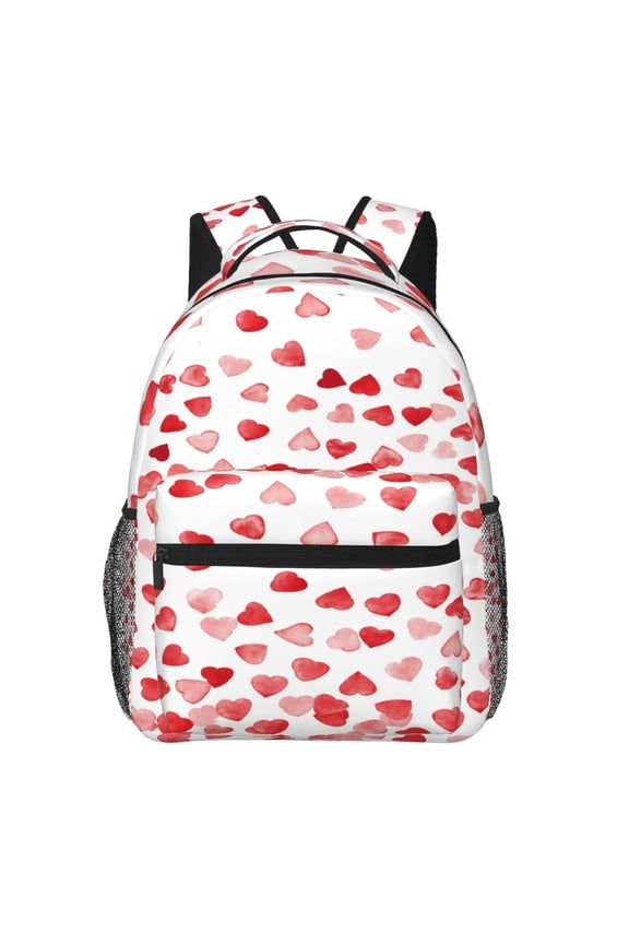 Red Love Backpack Lightweight Rucksack Travel Bag for Men and Women