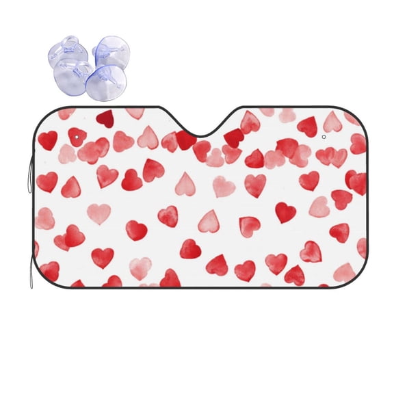 Red Love Car Windshield Sun Shade Universal Fit Auto Sun Visor Protector