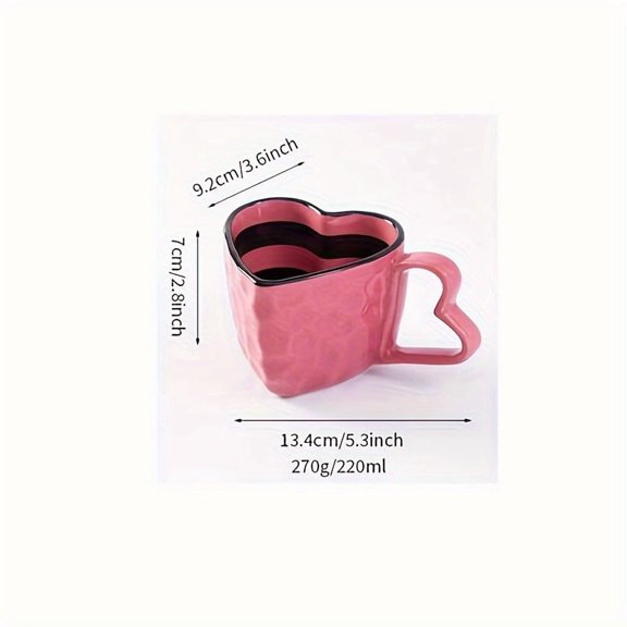 Red Love Ceramic Mug - Creative, Cute, Suitable for Home & Office Coffee