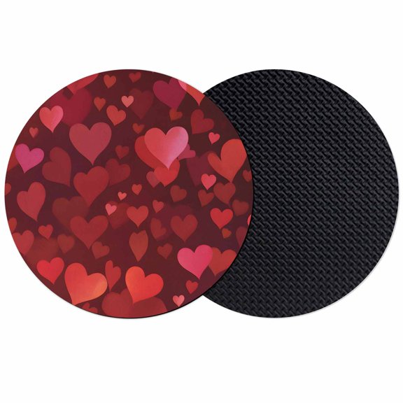 Red Love Coasters Set of 2, Absorbent Coasters for Drinks, Valentine's Day Heart Romantic Coaster for Desk Coffee Table Protection, Home Decor House Warming Gifts 4"