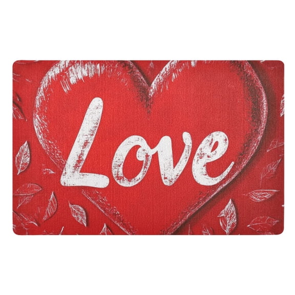 Red Love Heart Floor Door Mat Outdoor Indoor for Home Entrance Welcome Mats 32"x20"