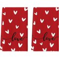 thumbnail image 1 of Red Love Heart Valentine''s Day Kitchen Towels Dish Towels, 18x26 Inch Wedding Farmhouse Decoration Hand Towels Set of 2, 1 of 6
