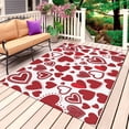 thumbnail image 1 of Red Love Heart Valentines Outdoor Rug for Patio/Deck/Porch, Non-Slip Large Area Rug 3 x 5 Ft, Red Love Heart Indoor Outdoor Rugs Washable Area Rugs, Reversible Camping Rug Carpet Runner, 1 of 8