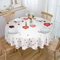 thumbnail image 1 of Red Love Heart Valentines Round Tablecloth 60 Inch - Waterproof Fabric Table Cloth Protector, Eucalyptus Leaves Botanical Tablecloths Washable Table Cover for Kitchen Banquet Party, 1 of 6