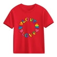 thumbnail image 1 of Red Love Rainbow T-Shirt for Girls, 100% Cotton Kids Short Sleeve Graphic Tee with Heart Design, Casual Wear,Size 5 T, 1 of 9