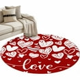 thumbnail image 1 of Red Love Valentines Round Area Rug 4ft, White Love Heart Washable Non-Slip Circle Rugs for Bedroom Living Room Kitchen, Soft Non Shedding Circle Carpet for Dining Room Dorm, 1 of 9