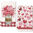 thumbnail image 1 of Red Love Vase Valentines Day Kitchen Towels Set of 2,Heart Balloon Dish Hand Towels Holiday Anniversary Weing Seasonal Decorations, 1 of 6
