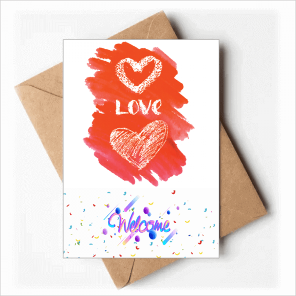 Red Love You Heart Quote Handwrite Welcome Back Greeting Cards Envelopes Blank