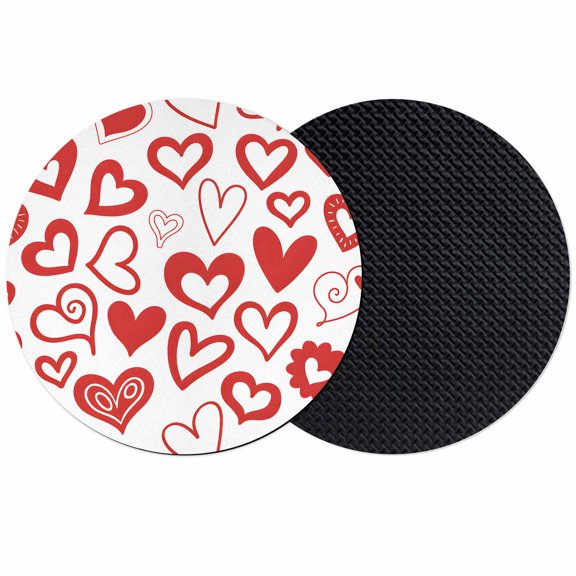 Red Loves Coasters Set of 2, Absorbent Coasters for Drinks, Valentine's Day Love Romantic White Coaster for Desk Coffee Table Protection, Home Decor House Warming Gifts 4"