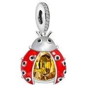 أحمر Lucky Ladybug Charm European Bead CZ Sterling Silver Ginger Lyne Collection