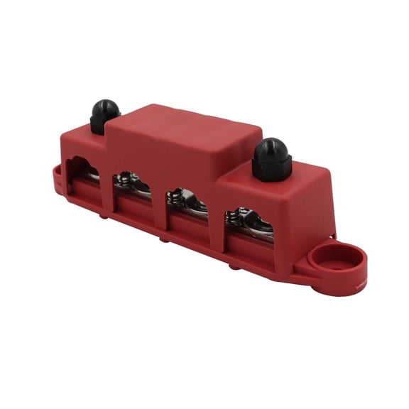 Red M8 5/16" 4 Stud Power Distribution Block For Automotive Truck Boat Yacht RV