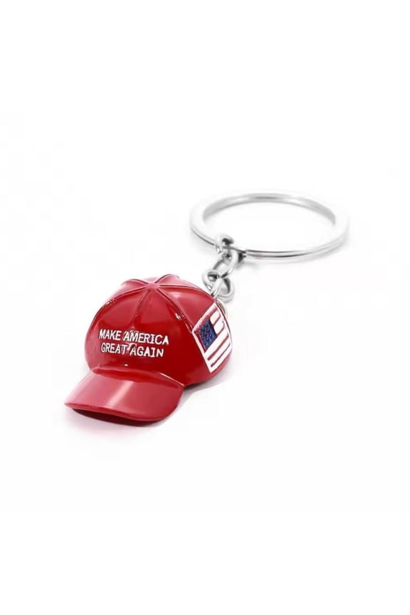 Red MAGA Hat Keychain, Novel Metal Baseball Cap Key Chain with American Flag,Keychain for Men,Keychain for Women,Keychain Accessories