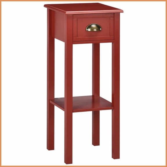 HOMCOM Red 2-Tier Coffee Table with Storage Drawer, MDF Crafted for Living/Bedroom, Elegant & Stable