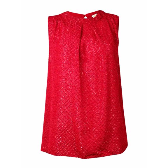 Red MICHAEL KORS Textured Scoop Neck Sleeveless Evening Top$110 M B+B