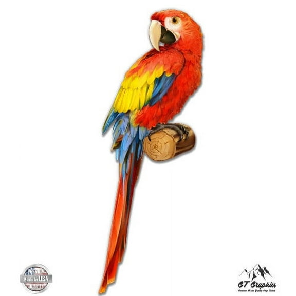Red Macaw Beautiful - 5" Vinyl Sticker - For Car Laptop I-Pad - Waterproof Decal