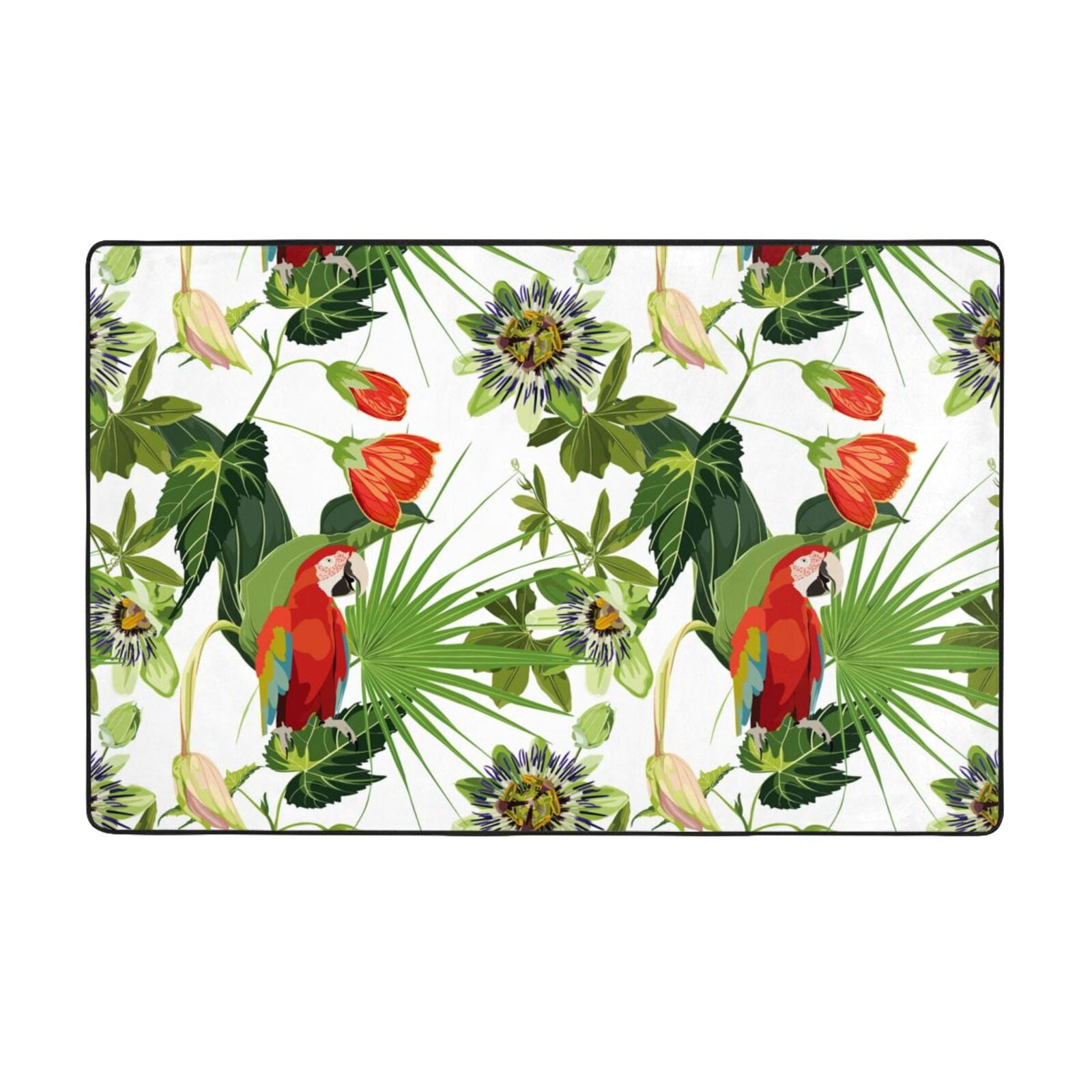 Parros Rugs Red Macaw Parrot Flower Plant Universal Door Mat Indoor Entrance, 60×39 ...