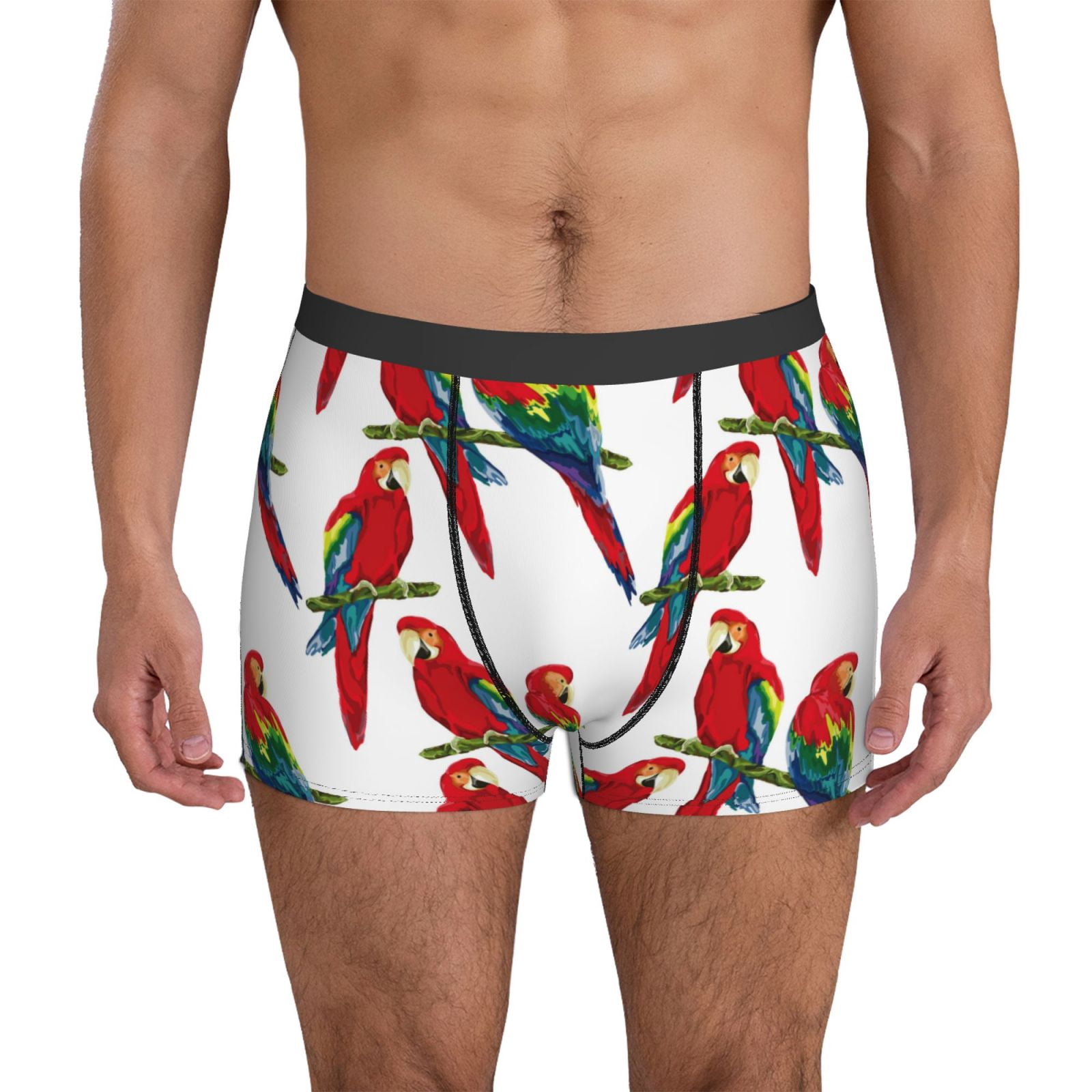 Red Macaw Parrot On Branch Mens Underwear Boxer Briefs, Comfort ...