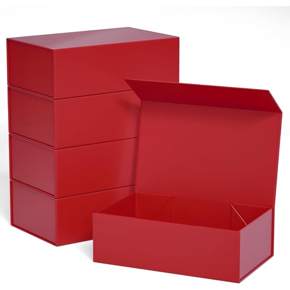 Red Magnetic Closure Gift Box 12 in x 6 in x 4 in (5 Pack)