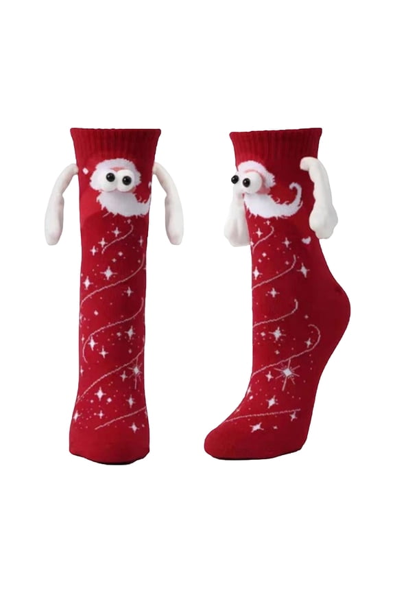Red Magnetic Couple Matching Sweat Absorbing Mid Calf Socks Black And White Pair With Fun Connection Design For Students And Best Friends Tube Length 5.91 Inches Foot Length 7.48 Inches Re