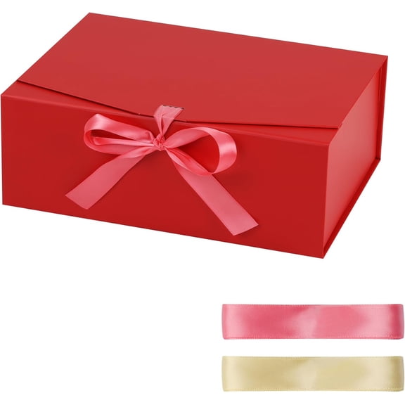 Red Magnetic Gift Box with Lid 20 x 16 x 7.2 Inches