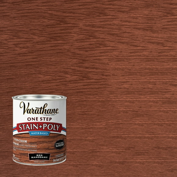 Red Mahogany, Varathane Stain + Polyurethane Water-Based, Semi-Gloss -336360, Quart, 2 Pack