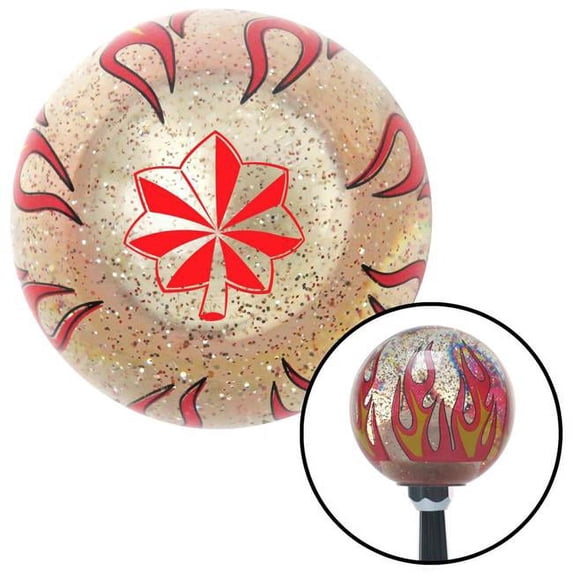 Red Major & Lieutenant Colonel Clear Flame Metal Flake Shift Knob with M16 x 1.5 Insert Auto Brody