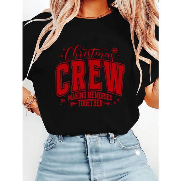 Red Making Memories Together Print Tshirts Holiday Matching Group Graphic Tees Christmas Family Shirts Casual Short Sleeve Tops Black,4XL