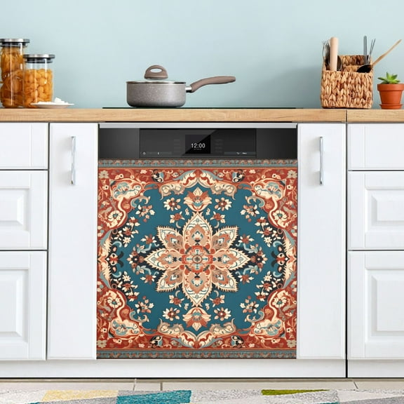 Red Mandala Dishwasher Magnet Cover Magnetic Fridge Door Cover Home Kitchen Decor 23"x 26"