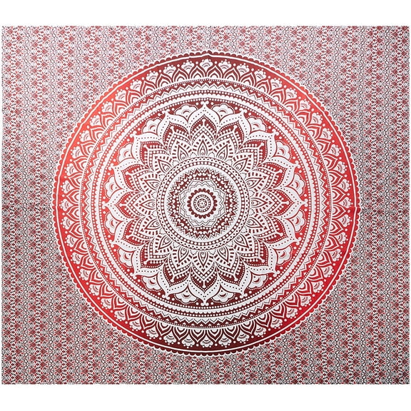 Red Mandala Ombre Boho Psychedelic Tapestry Wall Hanging, 30x40 Inch, Polyester Fabric Art for Bedroom Living Room Dorm