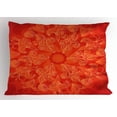 thumbnail image 1 of Red Mandala Pillow Sham Vibrant Colored Doodle Style Nature Figures Romantic Abstract Bouquet Art, Decorative Standard Size Printed Pillowcase, 26 X 20 Inches, Scarlet Orange, by Ambesonne, 1 of 2