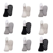 Toddler Grip Socks, 9 Pairs, Non Slip Cotton Socks for Boys and Girls Ages 1-3 Years