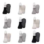 Toddler Grip Socks, 9 Pairs, Non Slip Cotton Socks for Boys and Girls Ages 1-3 Years