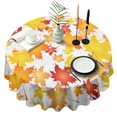 thumbnail image 1 of Red Maple Happy Fall Round Table Cloth,Wrinkle Free Table Cover with Polyester,Waterproof Reusable Tablecloths for Kitchen Picnic Party (Round,60x60inch), 1 of 6