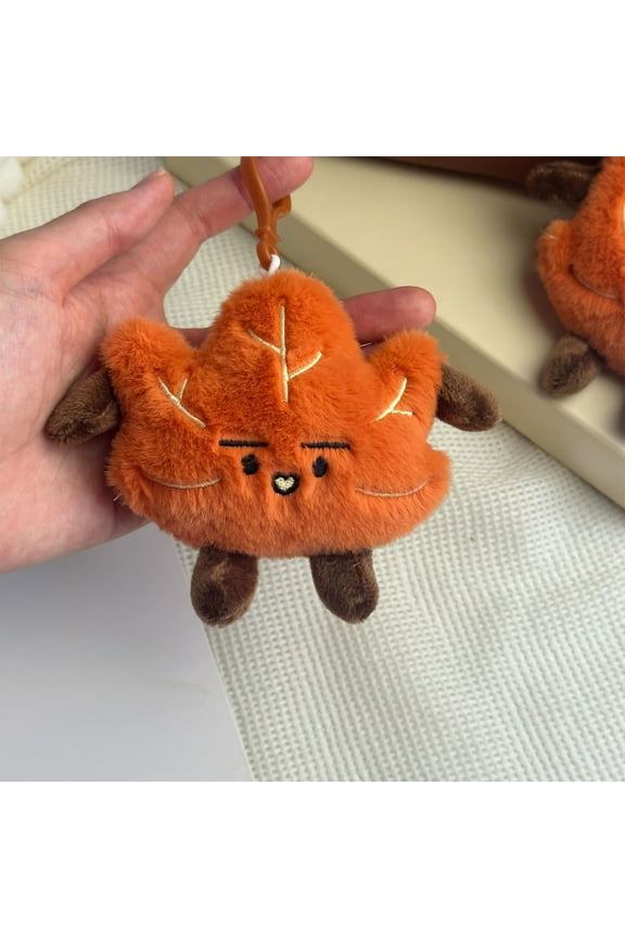 Red Maple Leaf Plush Keychain - Soft Toy Pendant Doll for Christmas Decor, Bag Charm, Gift Giving, and Festive Atmosphere Creation