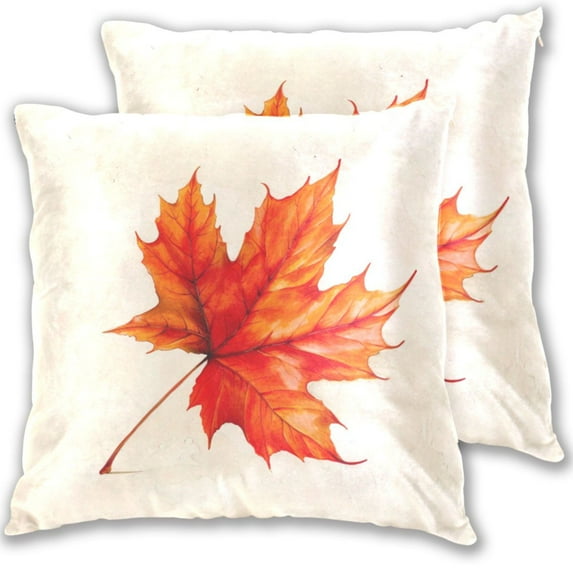 Red Maple Leaf Throw Pillow Covers Pillowcases 16 x 16 Inch Home Decor 2 Packs for Bedroom Sofa